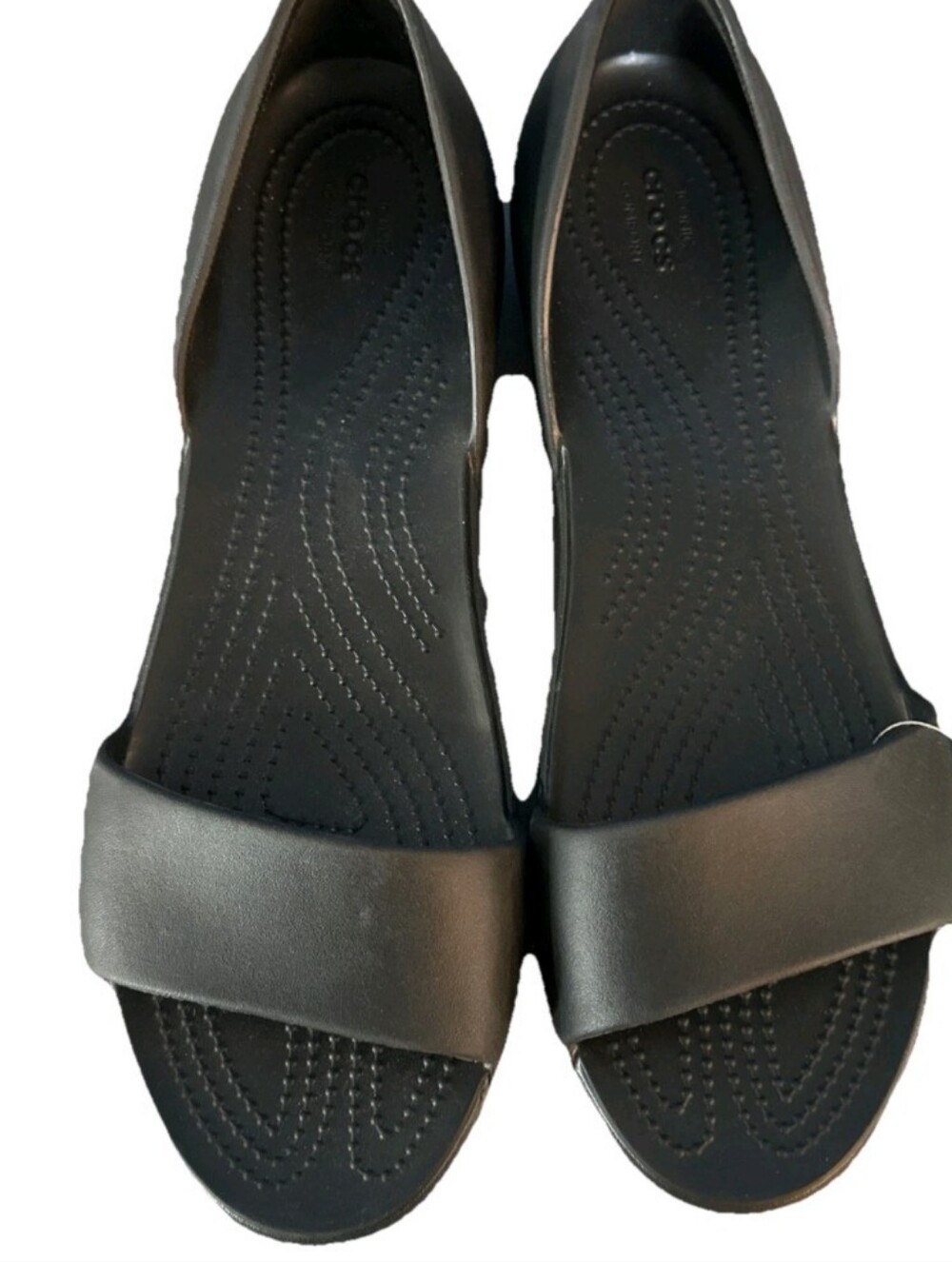 New Crocs Size 11 Black Lina Dorsay Slip On Sandal Closed Back Open Peep Toe